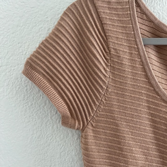 NWT SANDRO | Scoop Neck Ribbed Mini A-Line Dress in Taupe | Size SANDRO 2 (US 6) - Picture 5 of 13